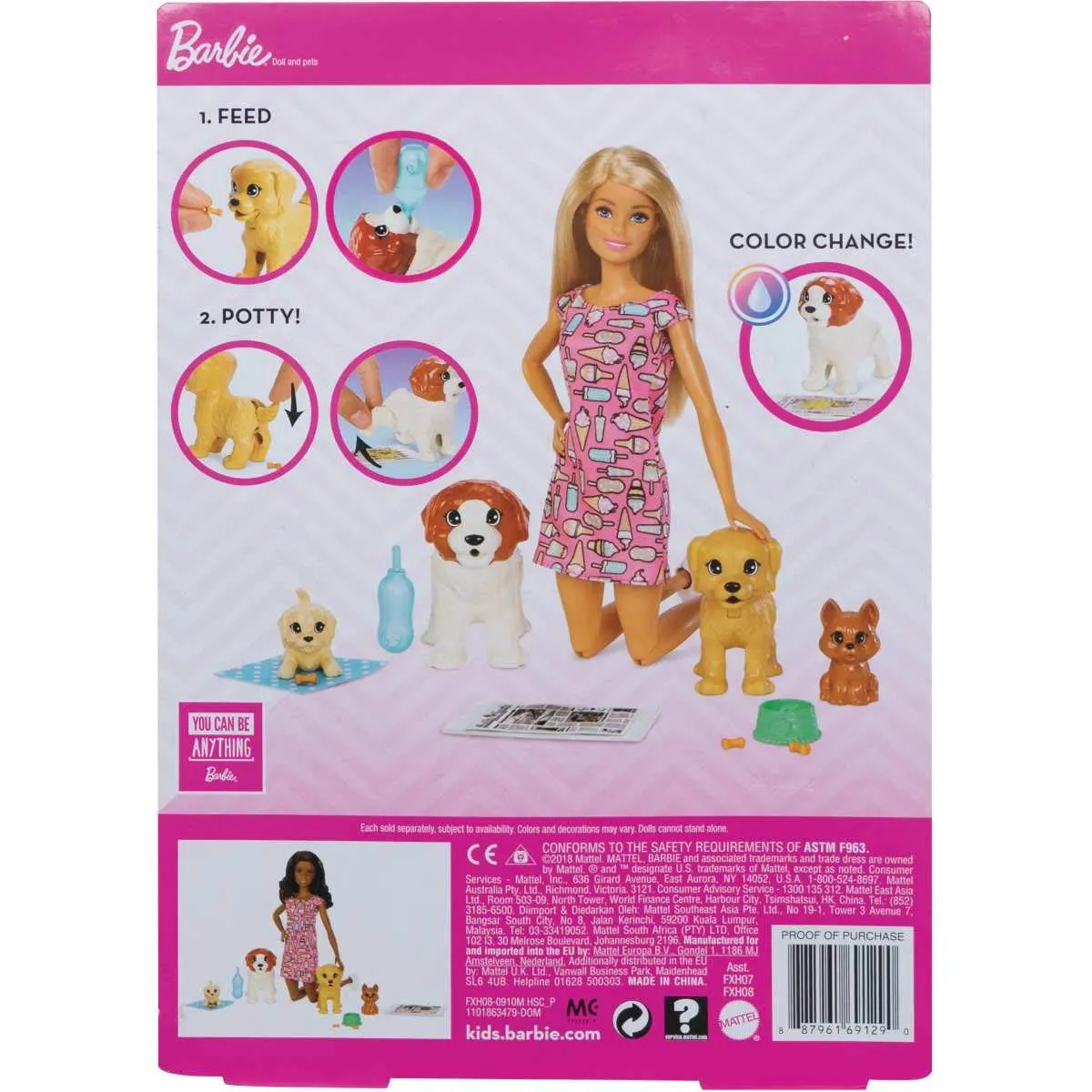Barbie Doggy Daycare Doll, Blonde, and Pets Playset