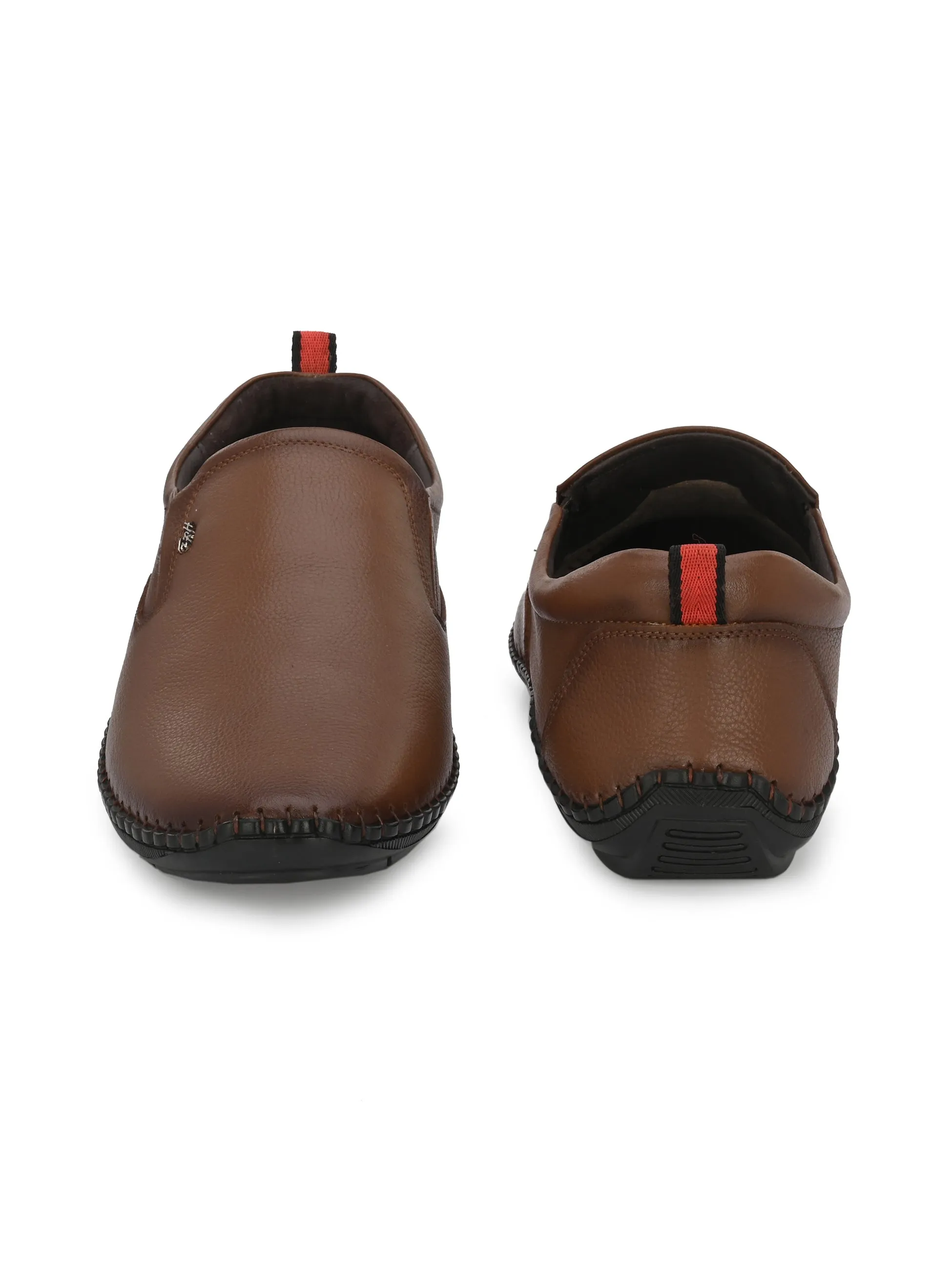 HITZ102 Men's Tan Leather Casual Slip-On Shoes
