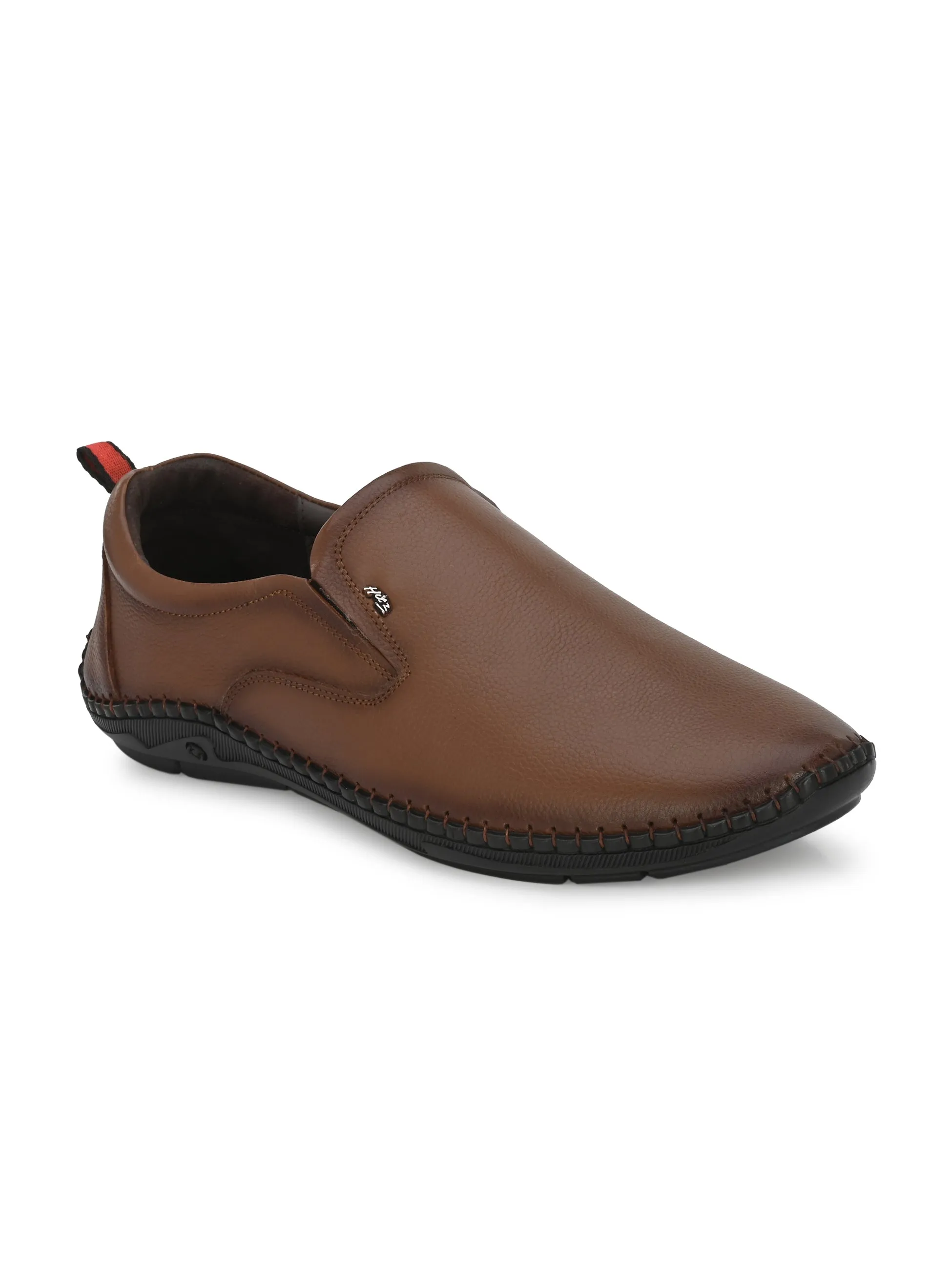 HITZ102 Men's Tan Leather Casual Slip-On Shoes