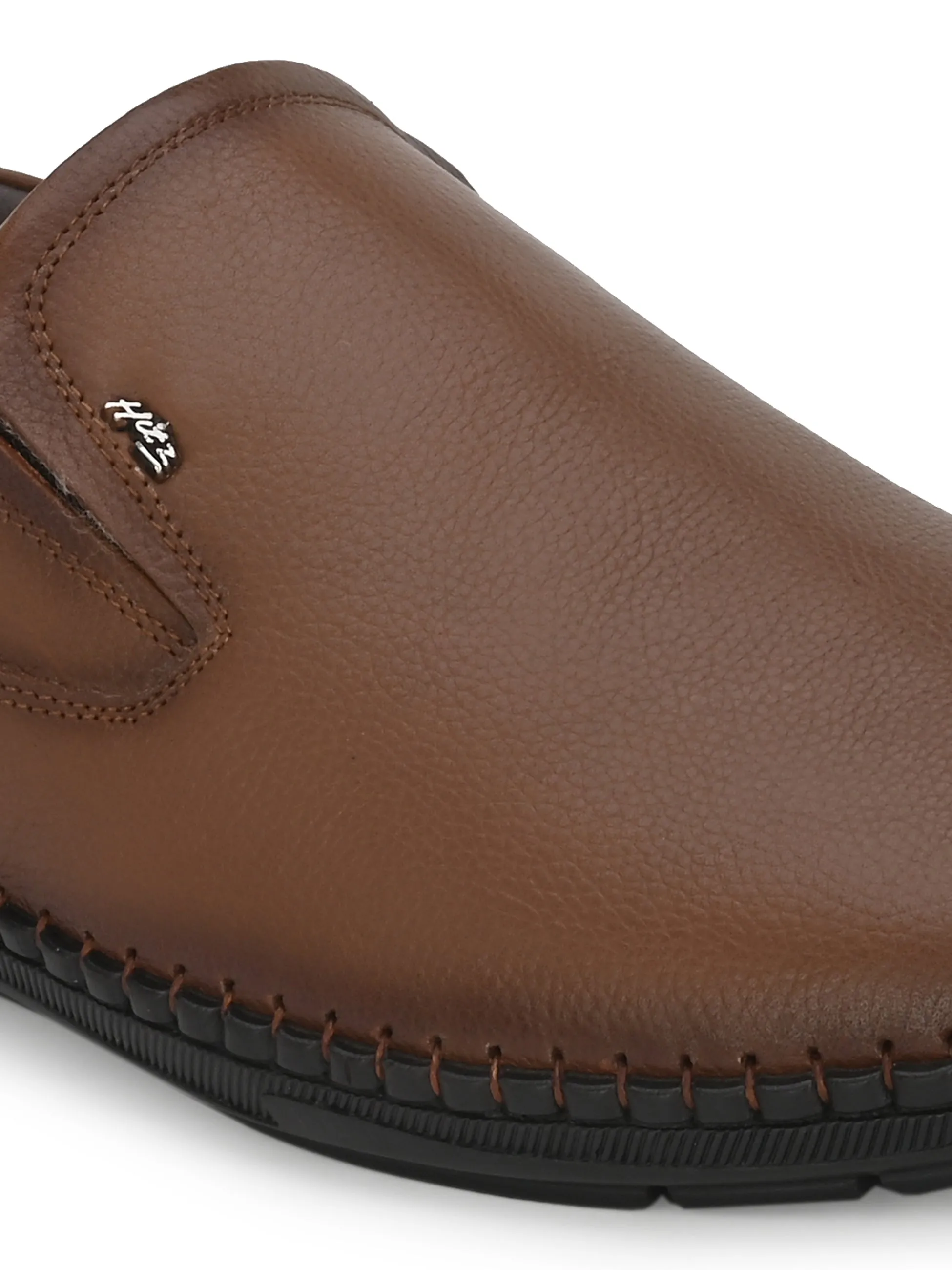 HITZ102 Men's Tan Leather Casual Slip-On Shoes
