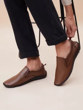 HITZ102 Men's Tan Leather Casual Slip-On Shoes