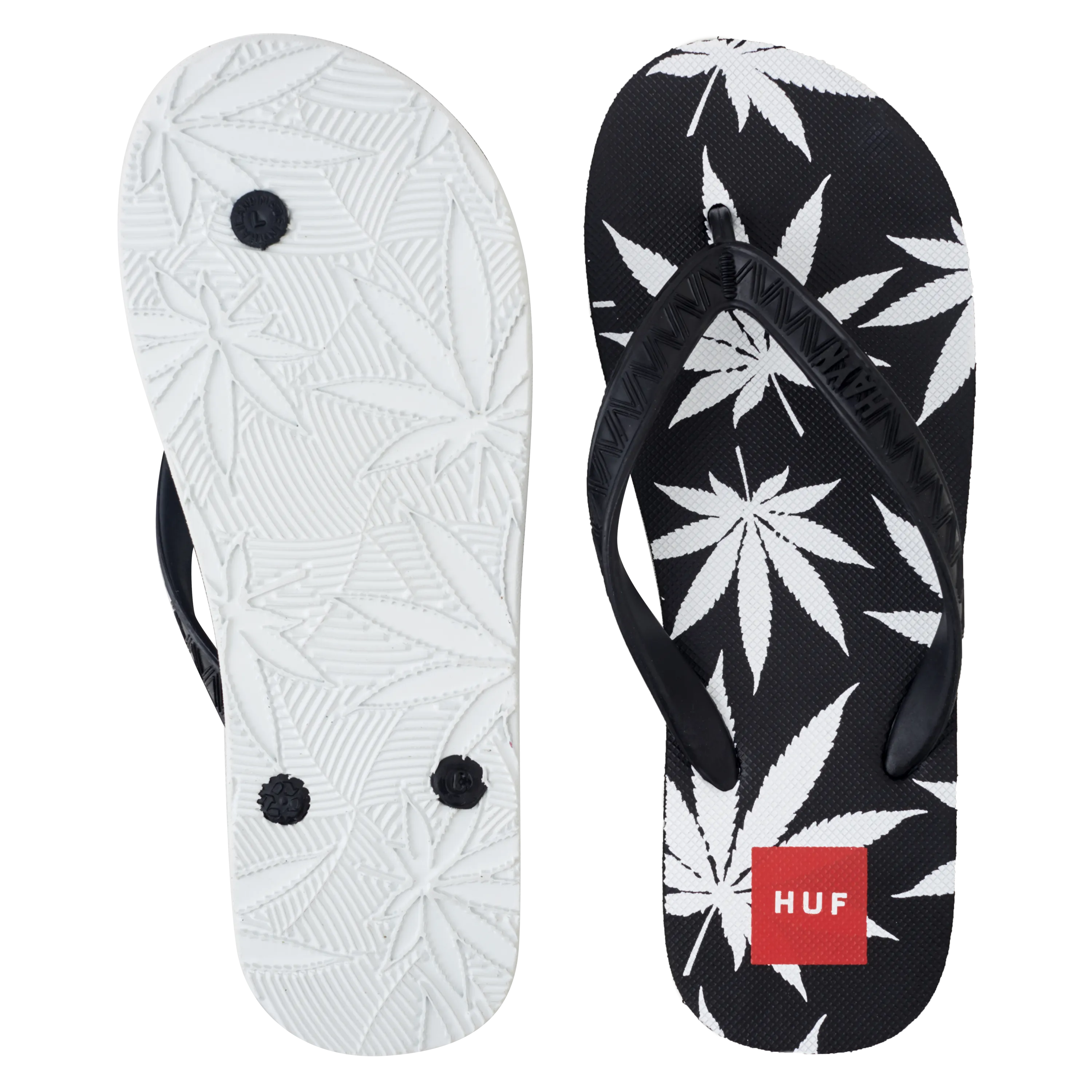 Men's Huf Plant Life Slippers (Black/White)