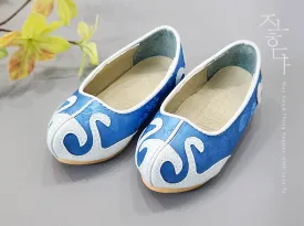 Traditional Baby Boy Hanbok Shoes in Blue & White